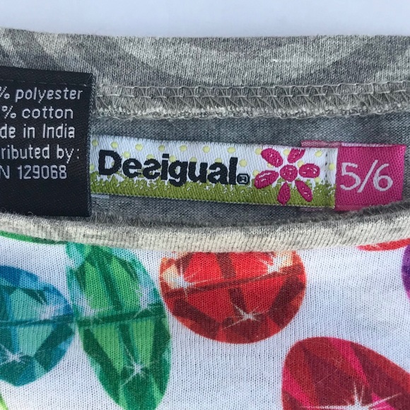 Sz 5-6 Desigual T-shirt with jewel print “jewels” - Picture 4 of 4